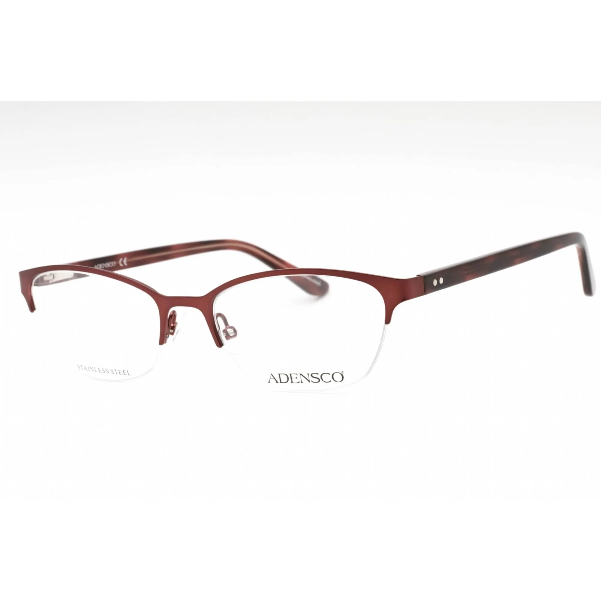 Adensco Women's Eyeglasses - Matte Plum Metal Oval Half Rim Frame | AD 238 0U7I 00