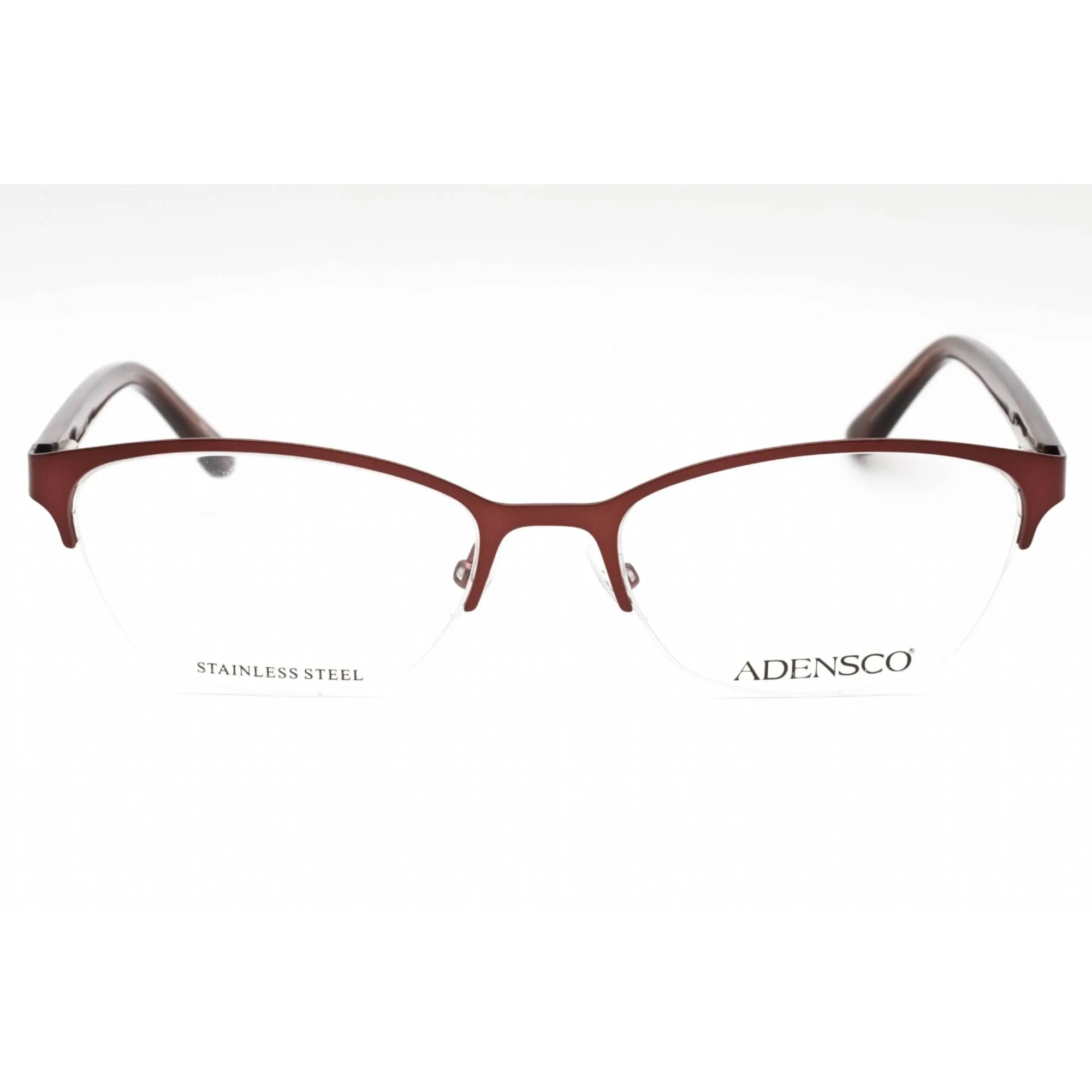 Adensco Women's Eyeglasses - Matte Plum Metal Oval Half Rim Frame | AD 238 0U7I 00