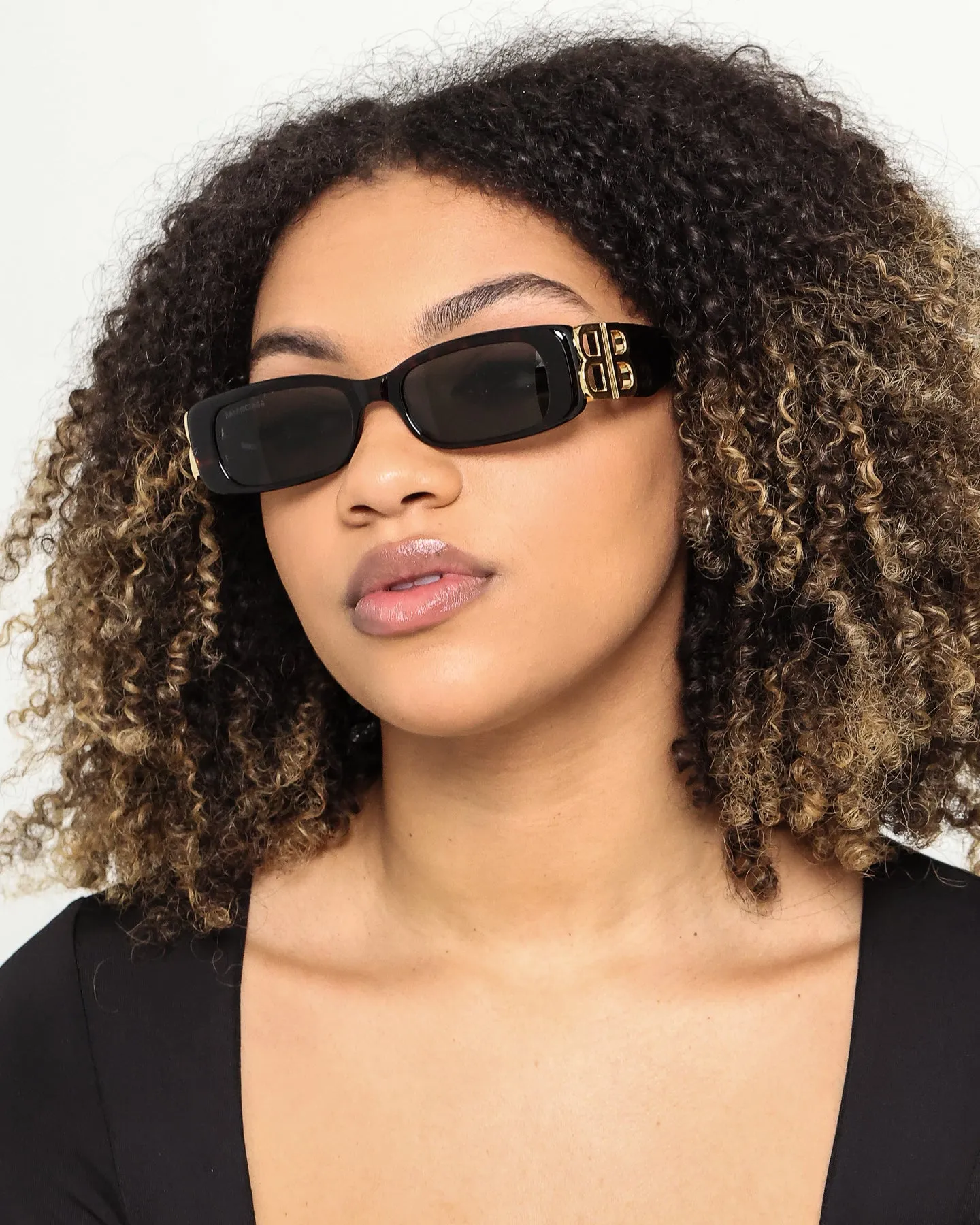 Balenciaga Dynasty Rectangle Sunglasses Tort/Gold