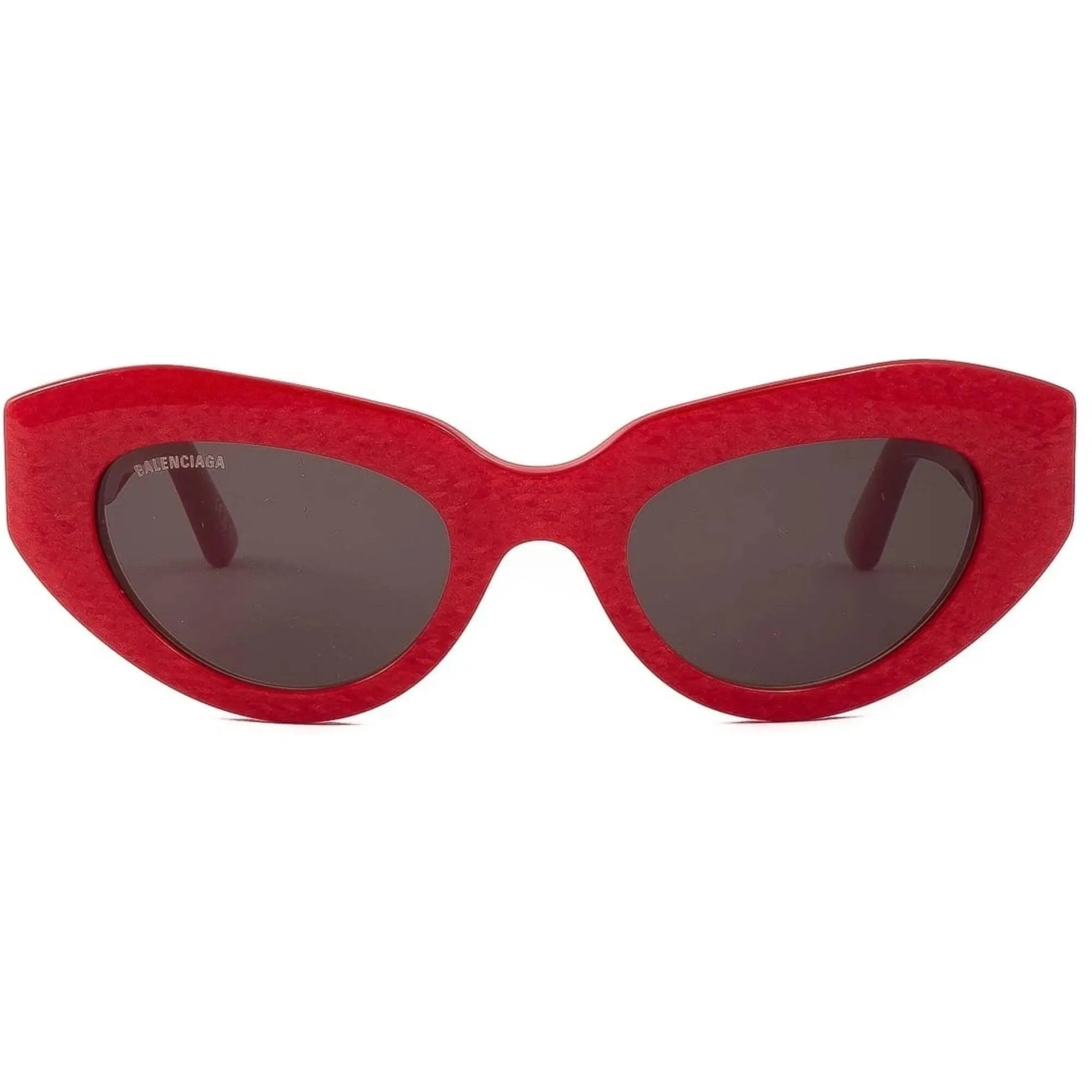 Balenciaga Women's Sunglasses - Red Acetate Cat Eye Frame Grey Lens | BB0236S 003
