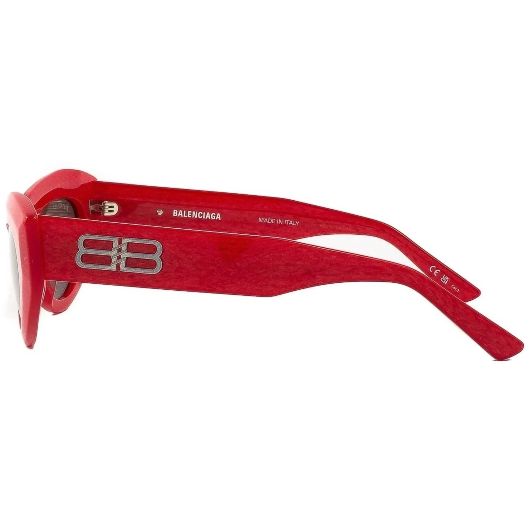 Balenciaga Women's Sunglasses - Red Acetate Cat Eye Frame Grey Lens | BB0236S 003