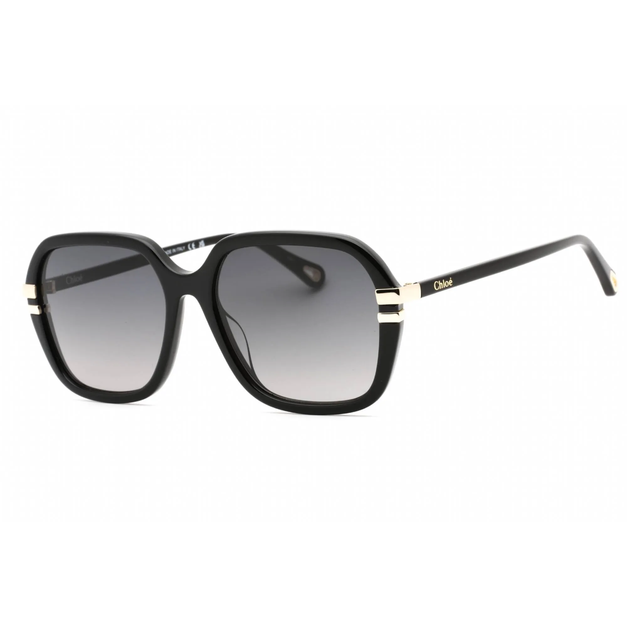 Chloe Women's Sunglasses - Black Square Full Rim Plastic Frame Grey Lens | CH0204S 001