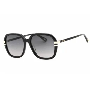 Chloe Women's Sunglasses - Black Square Full Rim Plastic Frame Grey Lens | CH0204S 001