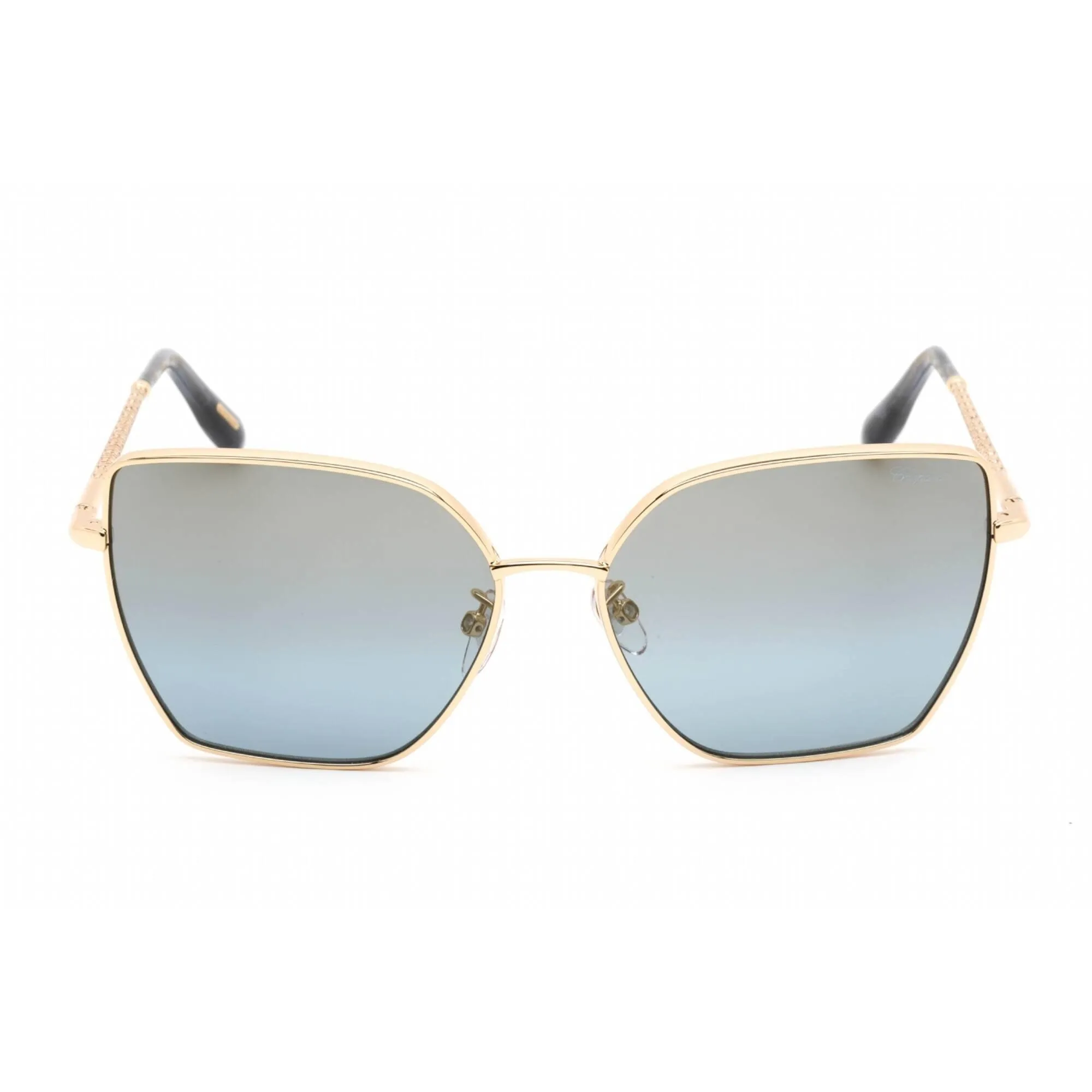 Chopard Men's Sunglasses - Full Rim Shiny Rose Gold Metal Rectangular | SCHF76V 300G