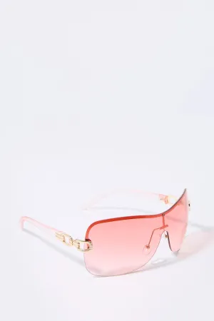 Coloured Rimless Shield Sunglasses