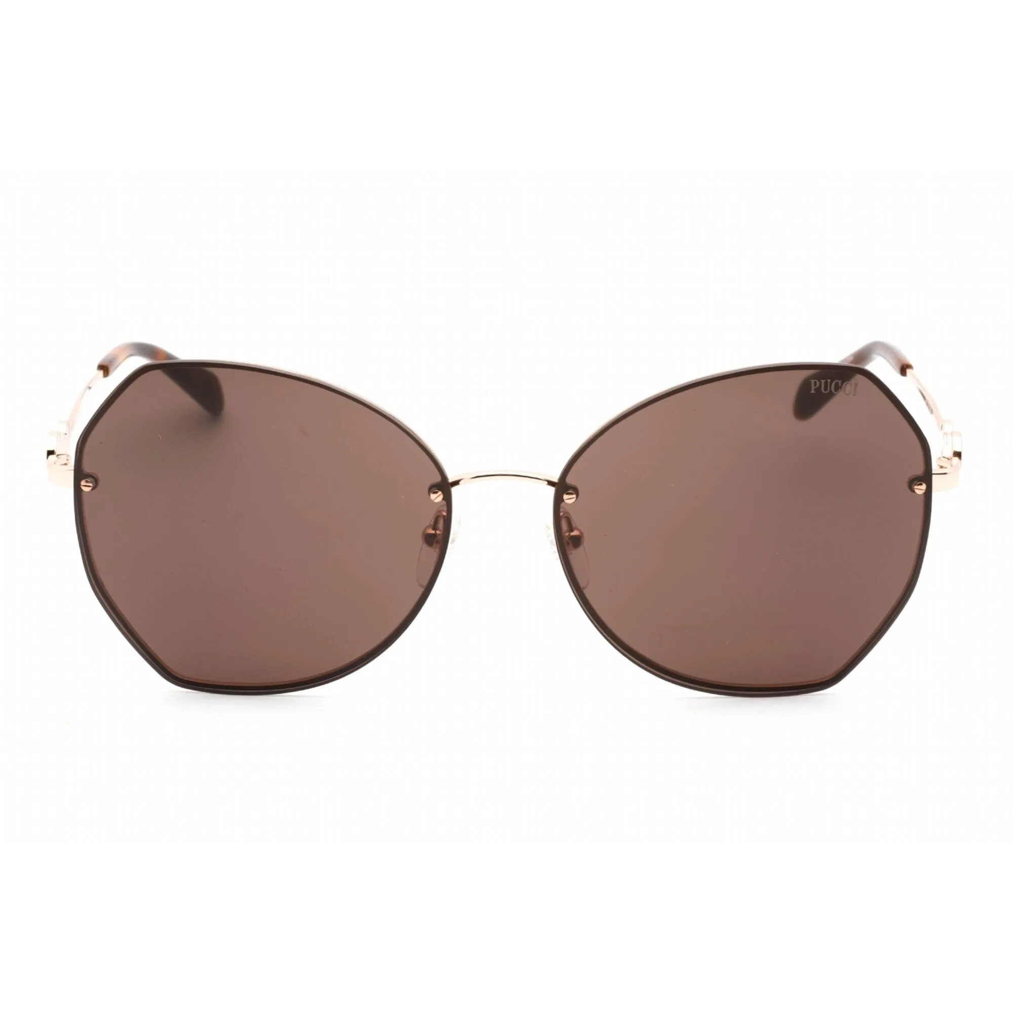 Emilio Pucci Women's Sunglasses - Shiny Rose Gold Metal Butterfly Frame | Ep0178 28E