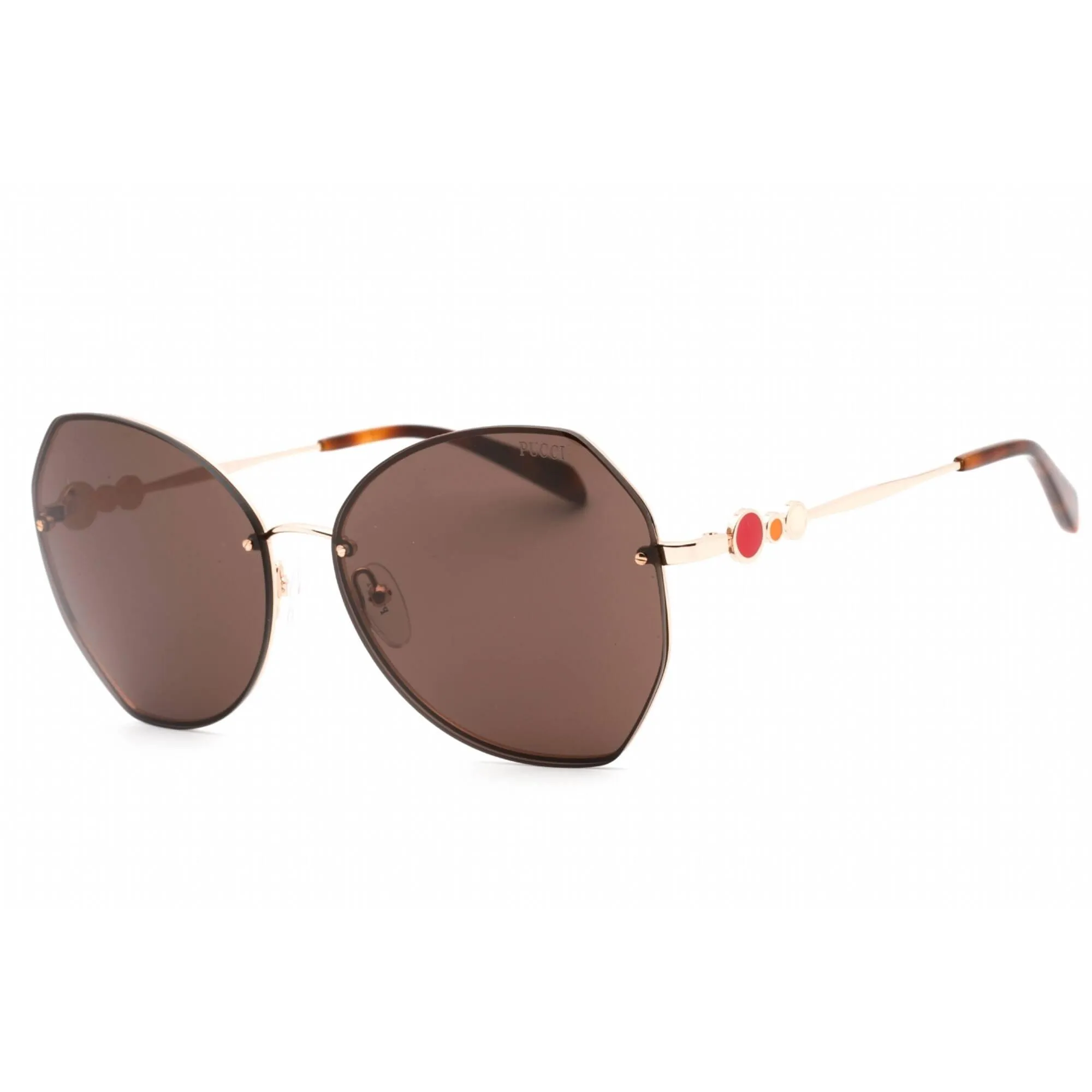Emilio Pucci Women's Sunglasses - Shiny Rose Gold Metal Butterfly Frame | Ep0178 28E