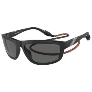 Emporio Armani Men's Sunglasses - Black Plastic Wrap Frame Grey Lens | 4183U 500187