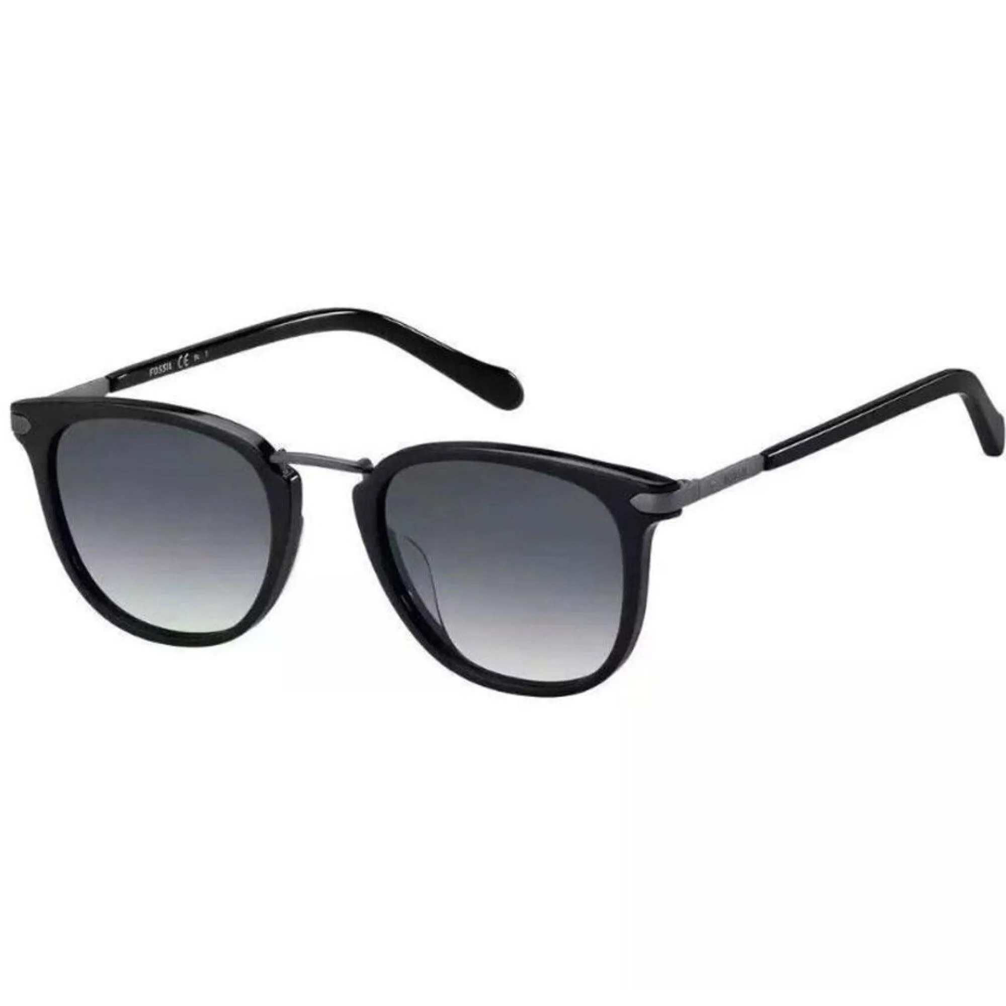 Fossil Unisex Sunglasses - Black Square Frame Grey Shaded Lens | FOSSIL FOS 2099/G/S S