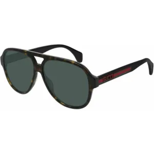 Gucci Men's Sunglasses - Havana Pilot Shape Frame Grey Green Lens | GG0463S 003