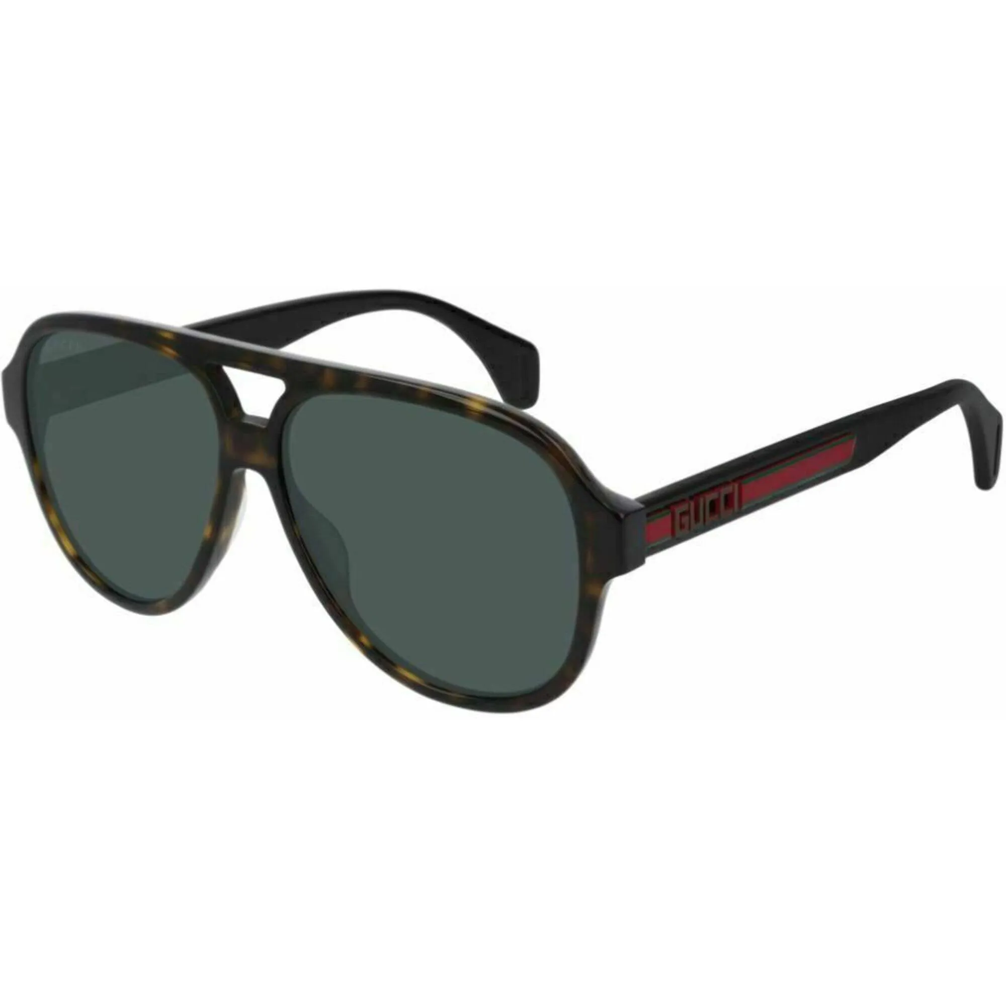 Gucci Men's Sunglasses - Havana Pilot Shape Frame Grey Green Lens | GG0463S 003