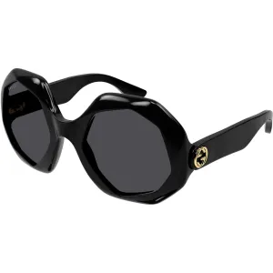 Gucci Women's Sunglasses - Black Plastic Geometric Shape Frame Grey Lens | GG1242S 001