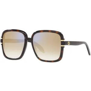 Gucci Women's Sunglasses - Full Rim Shiny Dark Havana Acetate Square | GG1066S 002