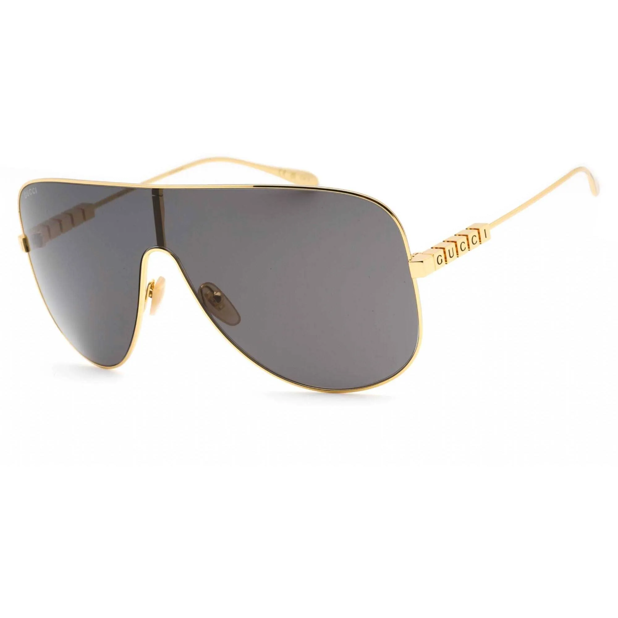 Gucci Women's Sunglasses - Gold Shield Full Rim Metal Frame Grey Lens | GG1436S 001