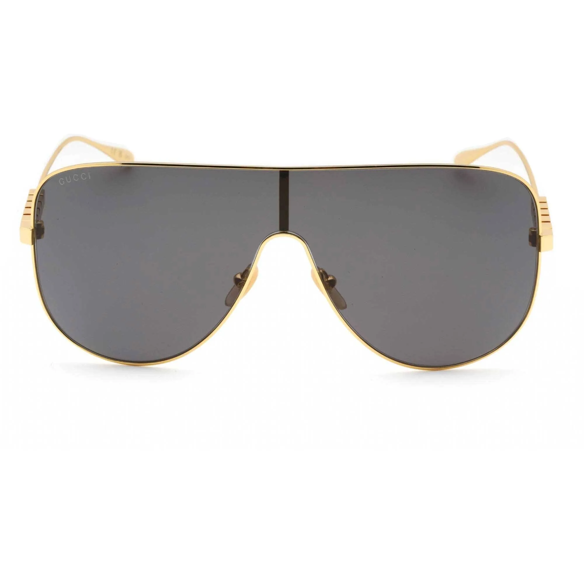 Gucci Women's Sunglasses - Gold Shield Full Rim Metal Frame Grey Lens | GG1436S 001