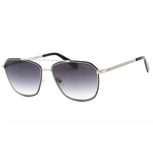 Guess Men's Sunglasses - Black Silver Aviator Full Rim Frame Smoke Lens | GU00046 05B