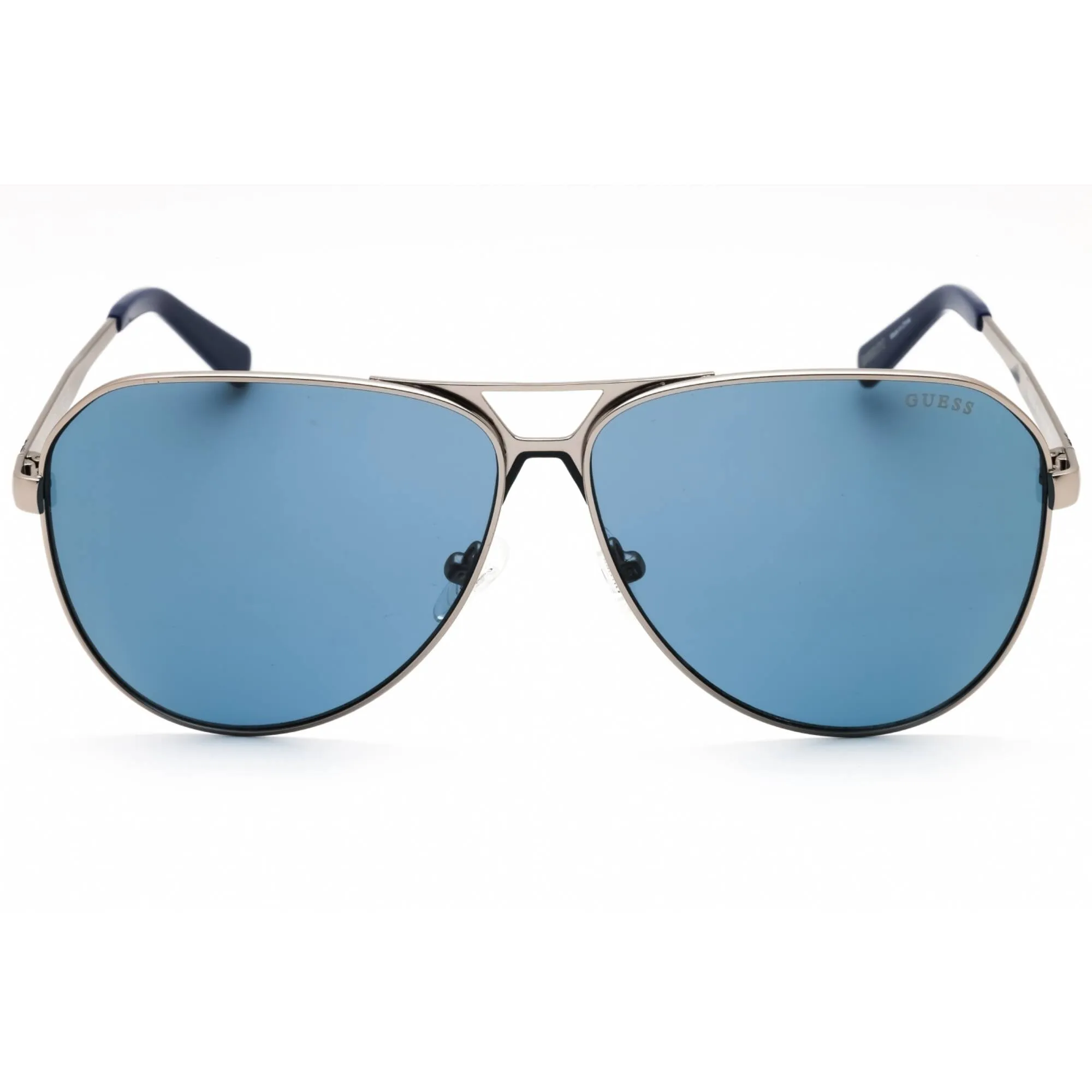 Guess Men's Sunglasses - Matte Gunmetal Metal Aviator Frame Blue Lens | GU00069 09V