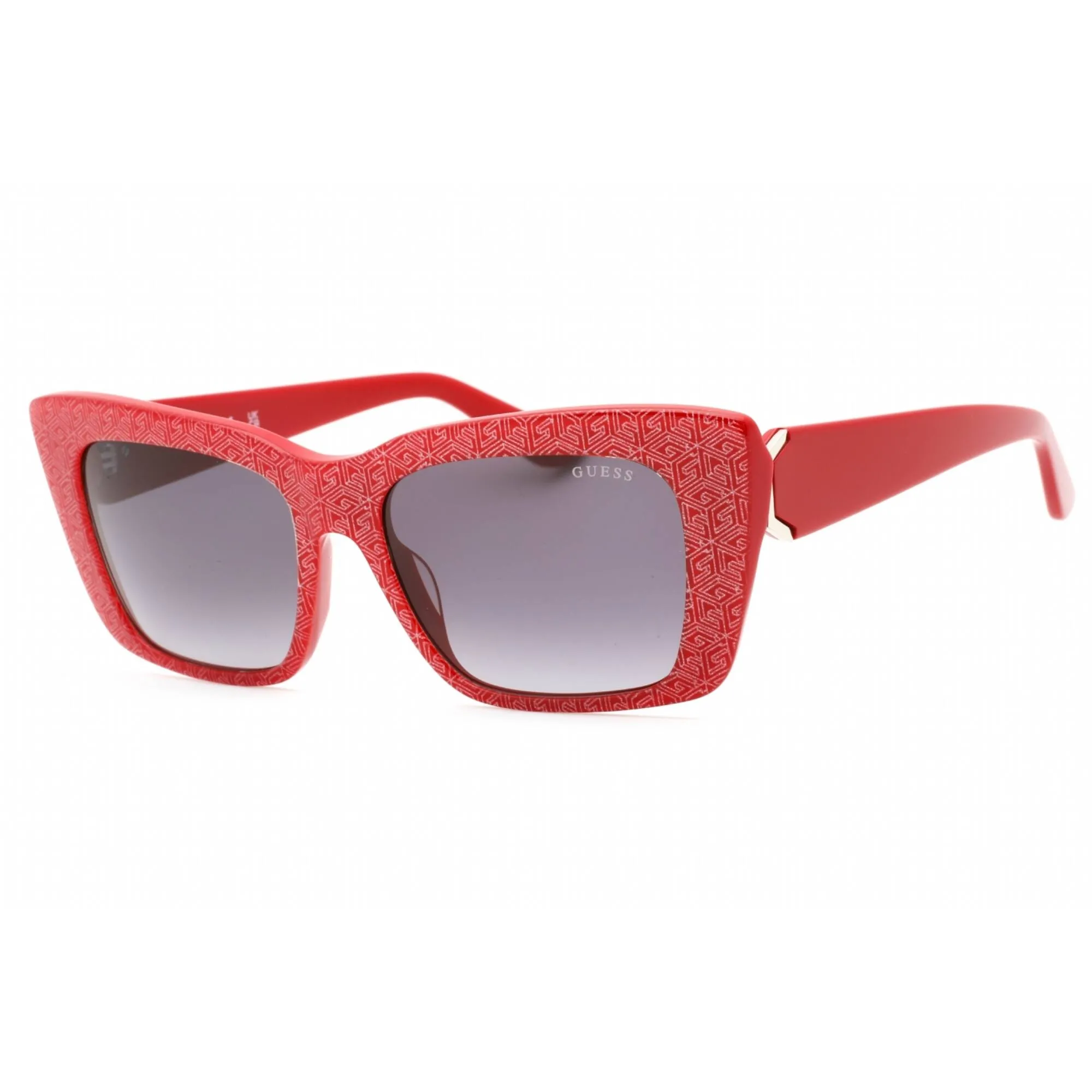 Guess Men's Sunglasses - Shiny Red Cat Eye Frame Gradient Smoke Lens | GU7890 66B