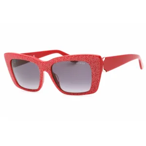 Guess Men's Sunglasses - Shiny Red Cat Eye Frame Gradient Smoke Lens | GU7890 66B