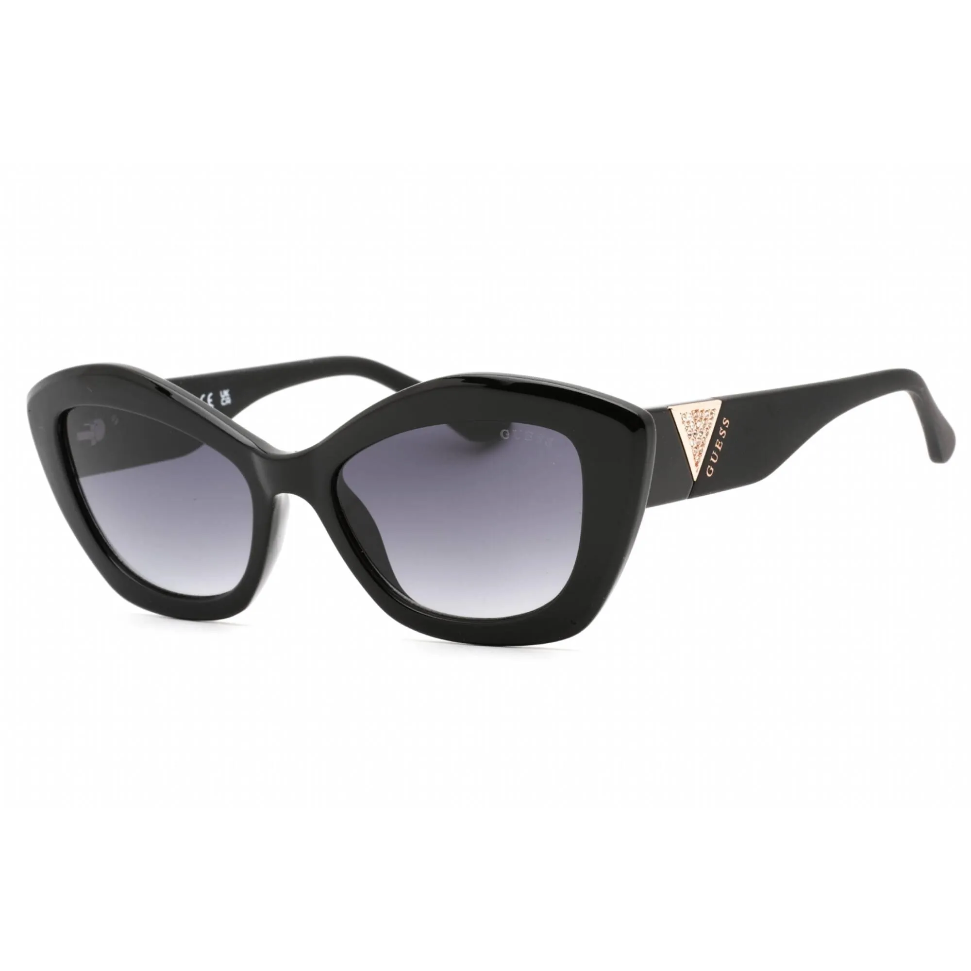 Guess Women's Sunglasses - Full Rim Shiny Black Plastic Cat Eye Frame | GU7868 01B