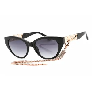 Guess Women's Sunglasses - Full Rim Shiny Black Plastic Cat Eye Shape | GU7690 01B