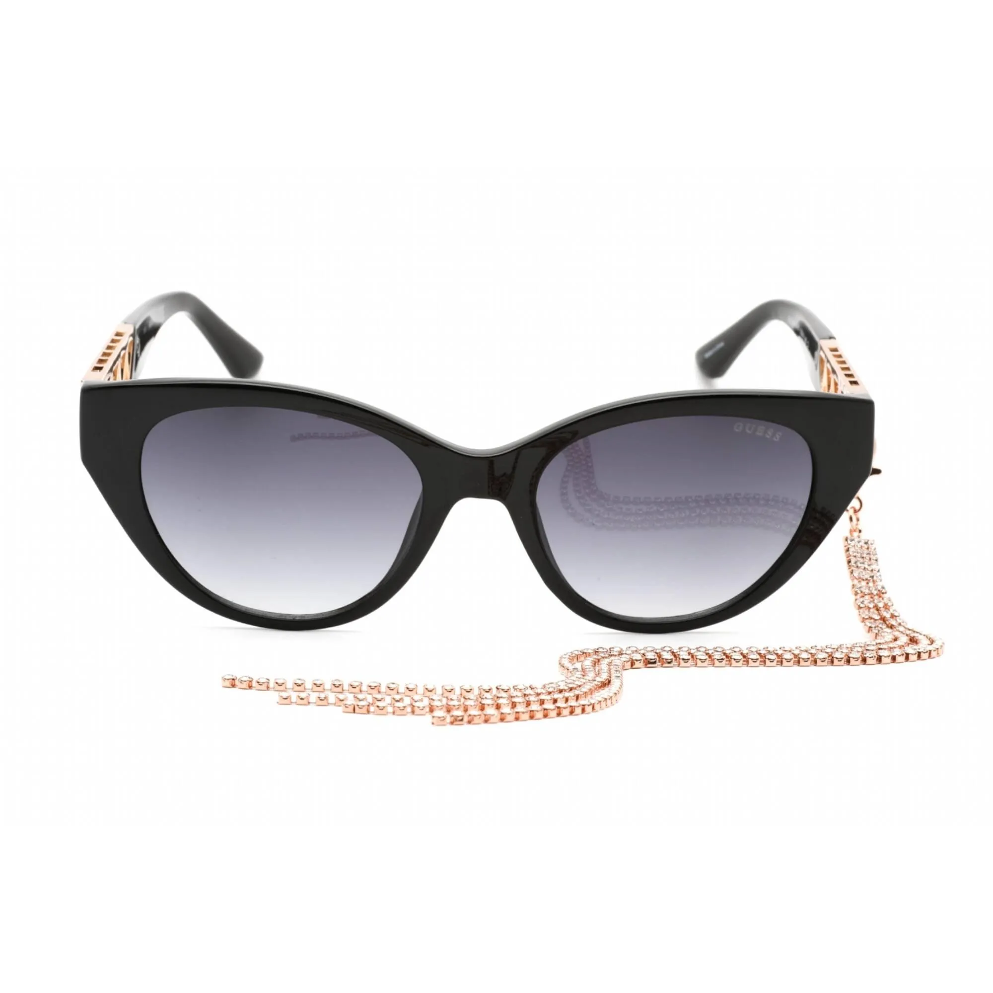 Guess Women's Sunglasses - Full Rim Shiny Black Plastic Cat Eye Shape | GU7690 01B