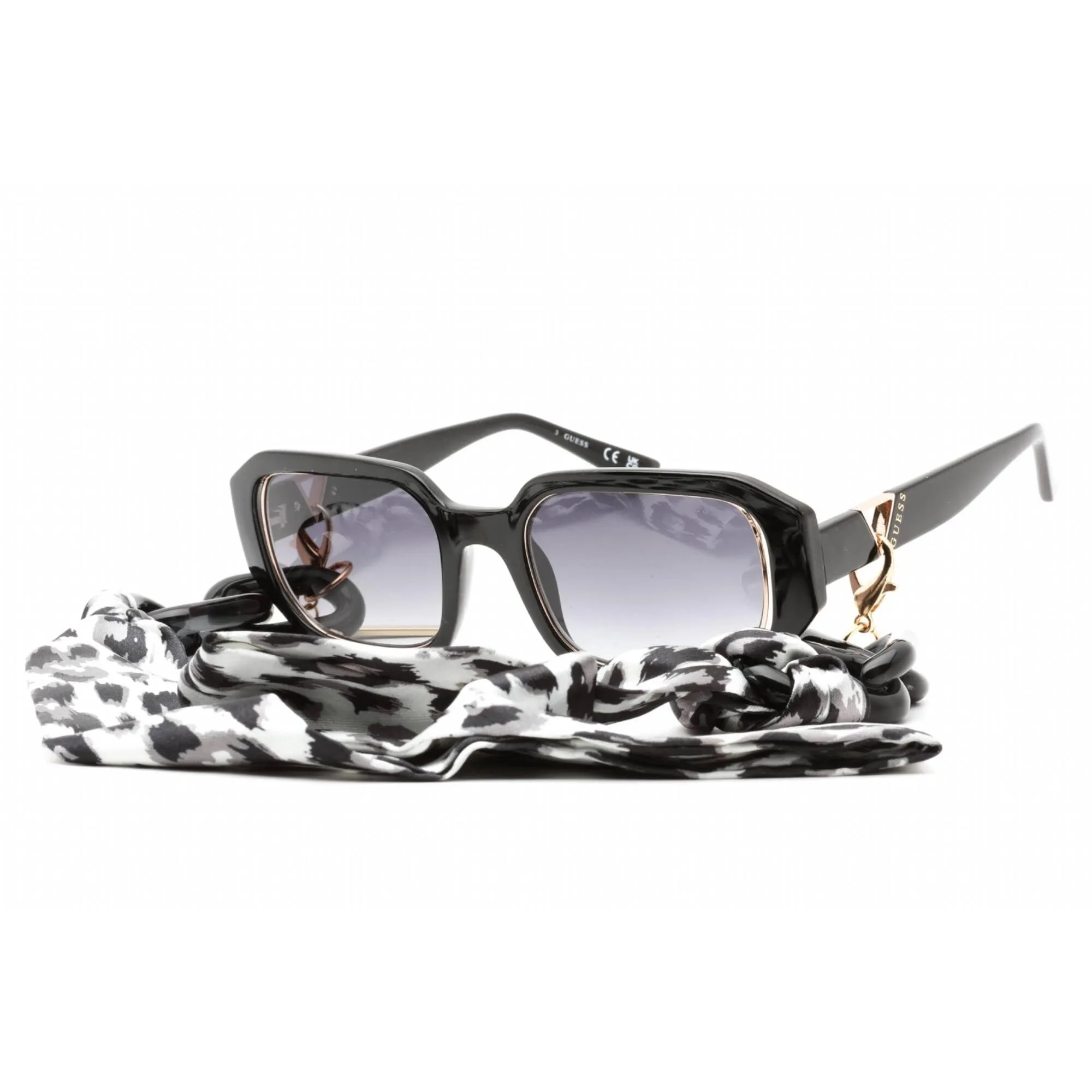 Guess Women's Sunglasses - Full Rim Shiny Black Rectangular Shape, 53 mm | GU7817 01B