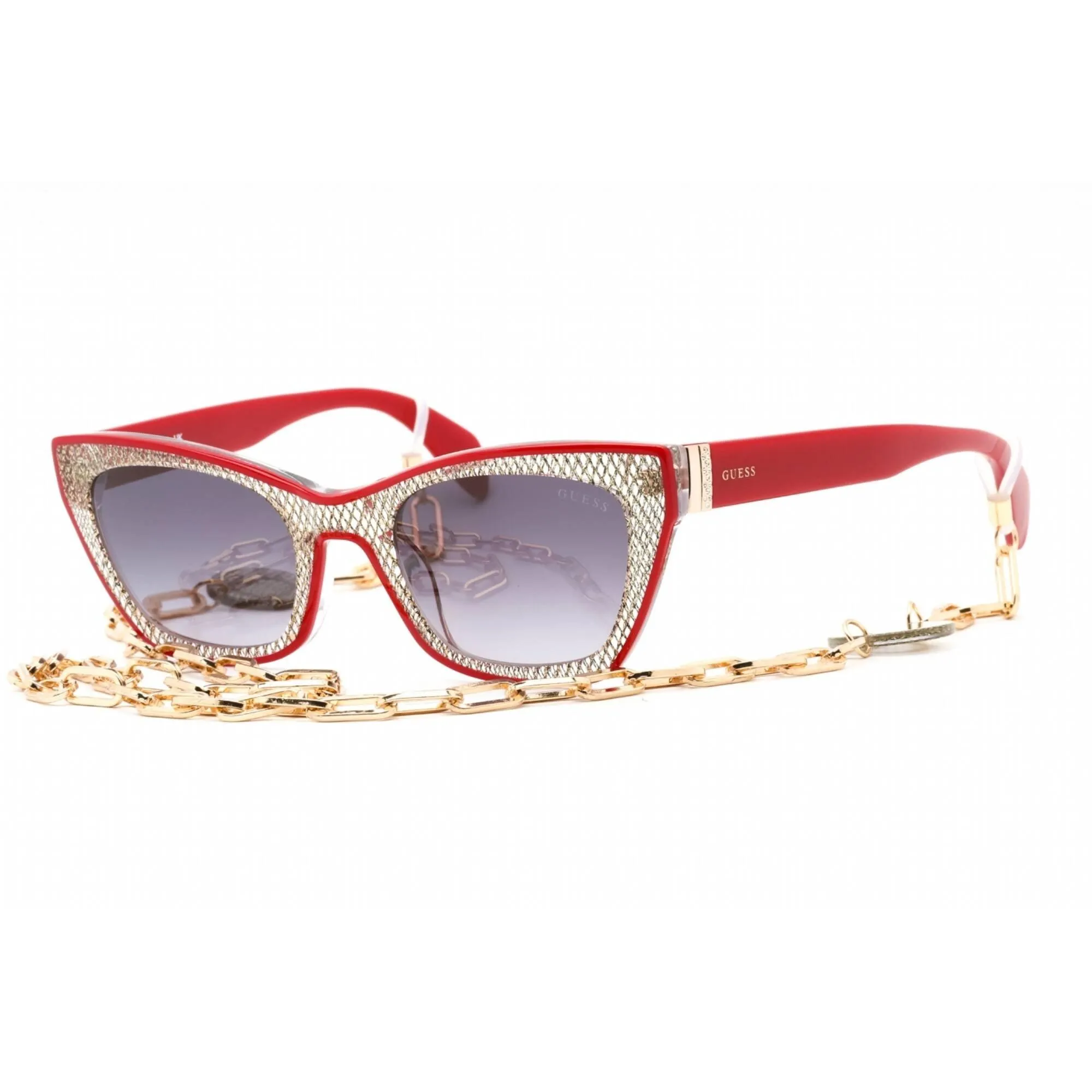 Guess Women's Sunglasses - Full Rim Shiny Bordeaux Plastic Cat Eye Frame | GU7873 69B