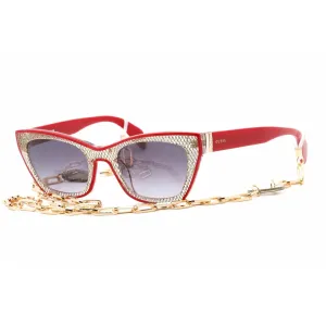 Guess Women's Sunglasses - Full Rim Shiny Bordeaux Plastic Cat Eye Frame | GU7873 69B