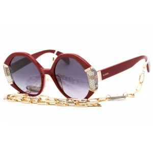 Guess Women's Sunglasses - Full Rim Shiny Bordeaux Plastic Round Frame | GU7874 69B