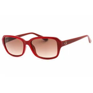 Guess Women's Sunglasses - Full Rim Shiny Red Plastic Rectangular Frame | GU7595 66F