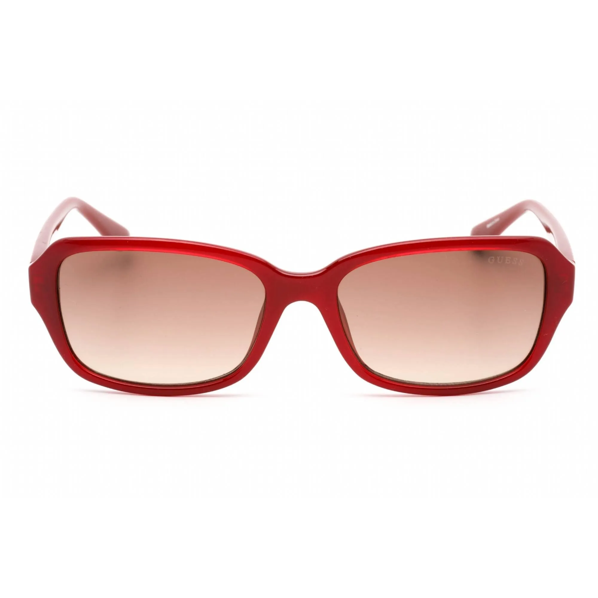 Guess Women's Sunglasses - Full Rim Shiny Red Plastic Rectangular Frame | GU7595 66F