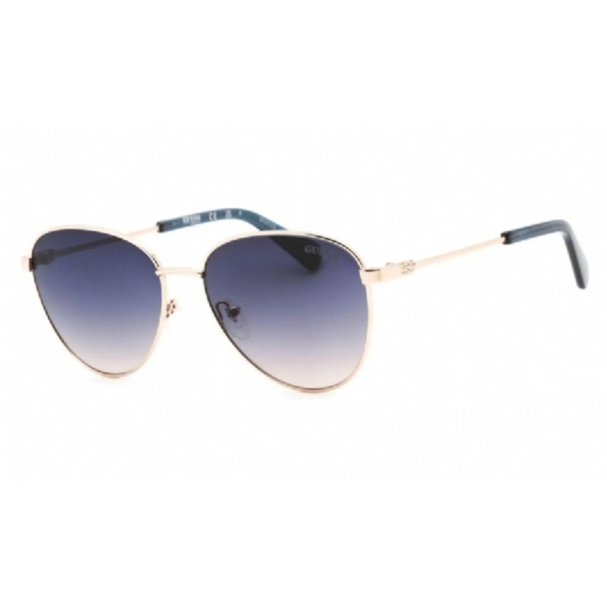 Guess Women's Sunglasses - Full Rim Shiny Rose Gold Metal Aviator Frame | GU8257 28B