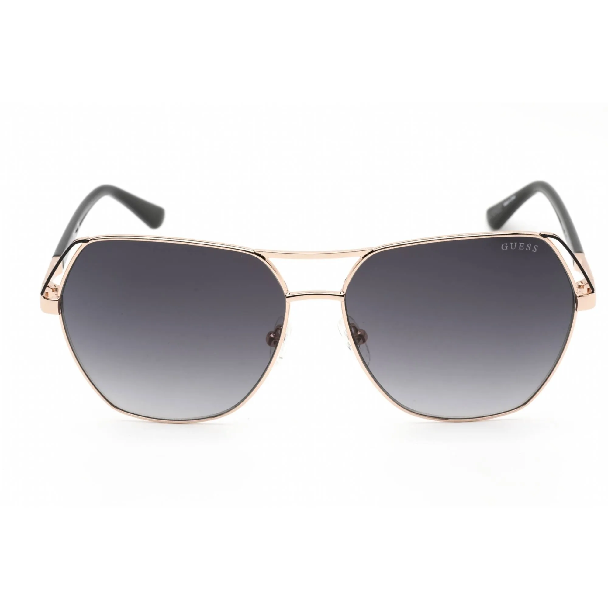 Guess Women's Sunglasses - Shiny Rose Gold Metal Aviator Frame Smoke Lens | GU7825 28B