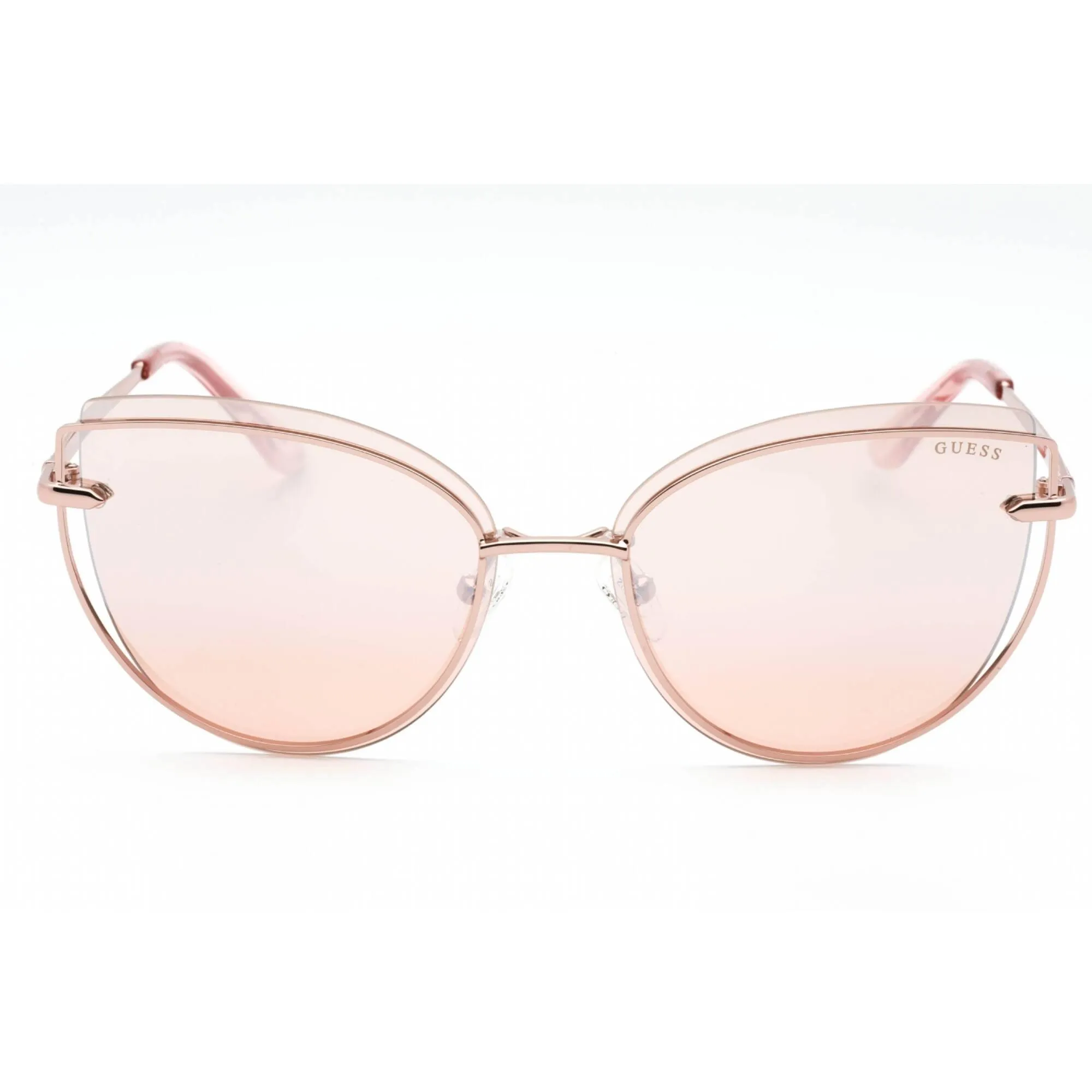 Guess Women's Sunglasses - Shiny Rose Gold Metal Full Rim Cat Eye Frame | GU7617 28U