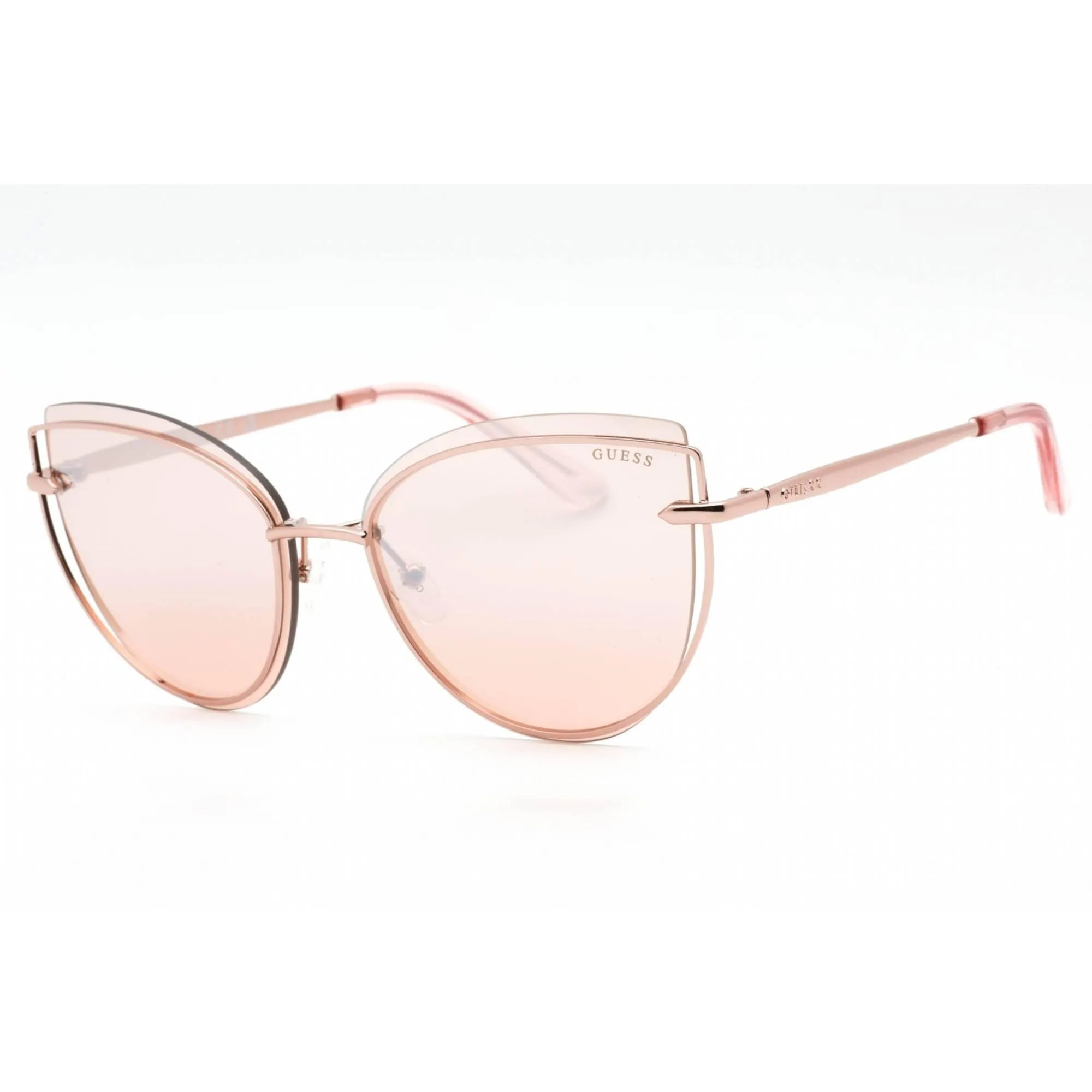 Guess Women's Sunglasses - Shiny Rose Gold Metal Full Rim Cat Eye Frame | GU7617 28U