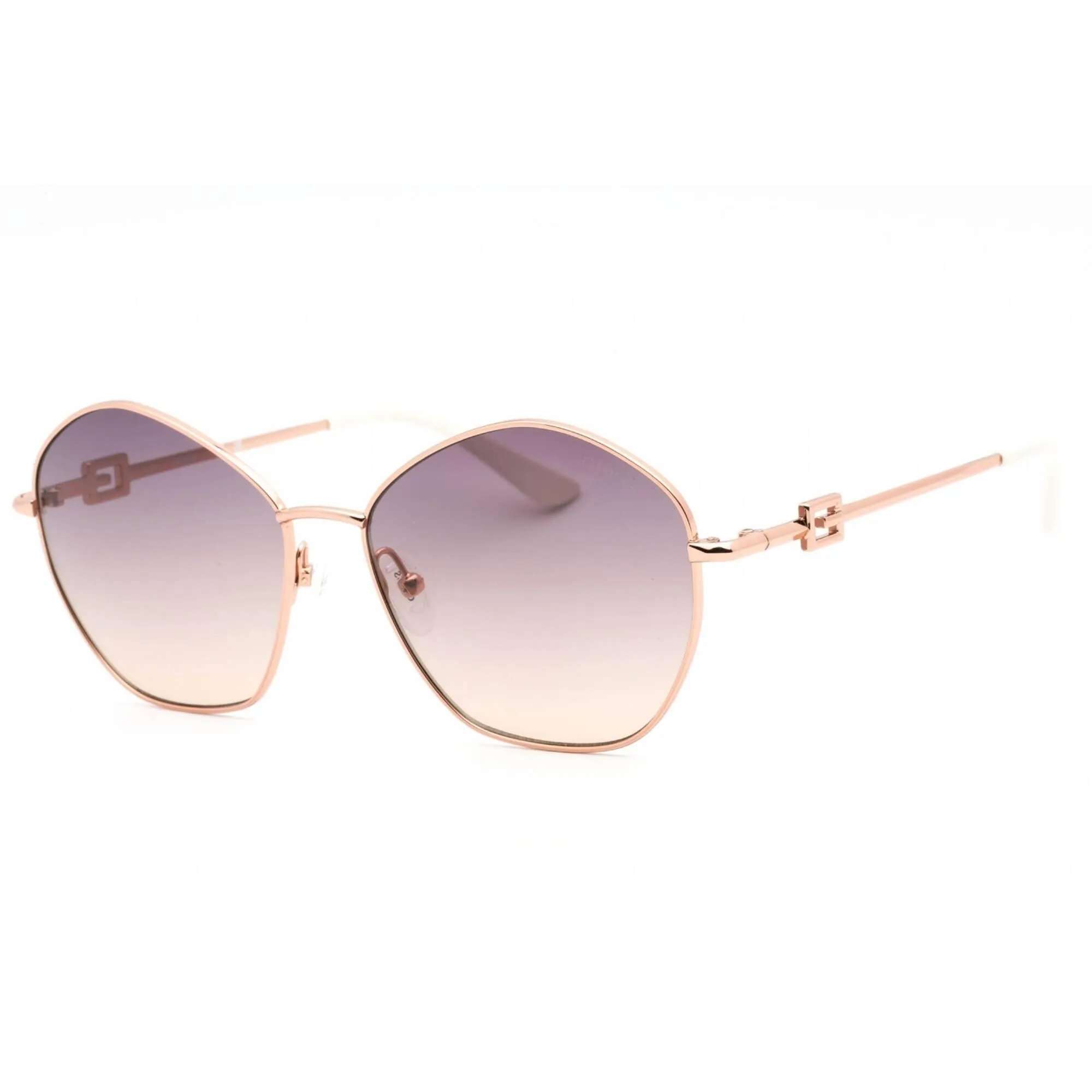 Guess Women's Sunglasses - Shiny Rose Gold Metal Geometric Shape Frame | GU7907 28Z