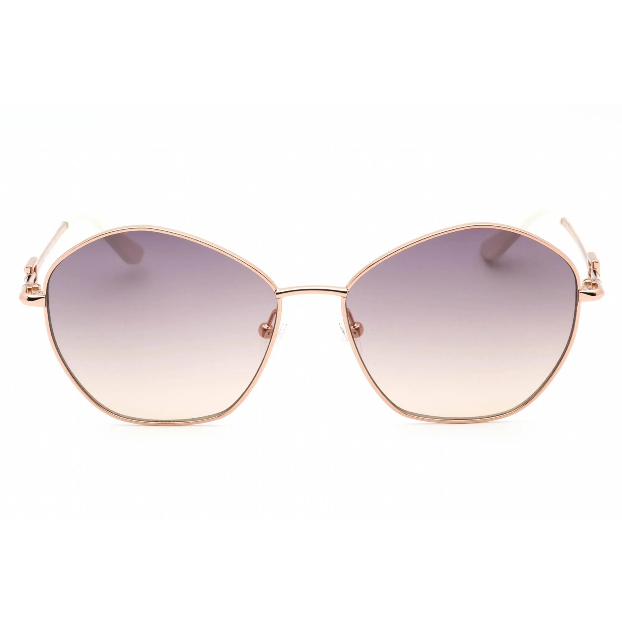 Guess Women's Sunglasses - Shiny Rose Gold Metal Geometric Shape Frame | GU7907 28Z
