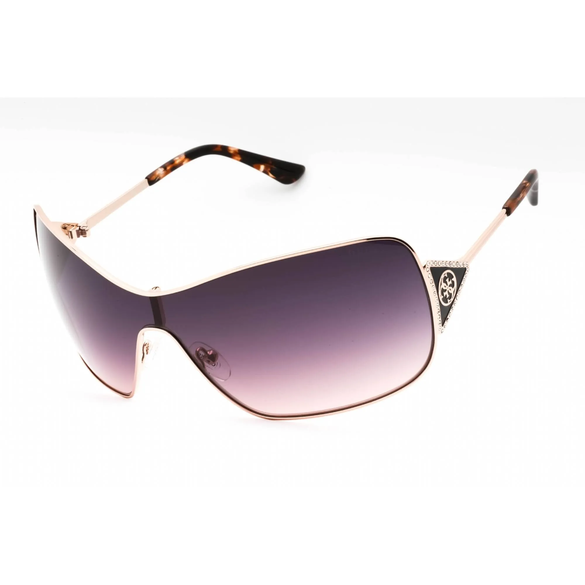 Guess Women's Sunglasses - Shiny Rose Gold Shield Shape Full Rim Frame | GU7876 28B
