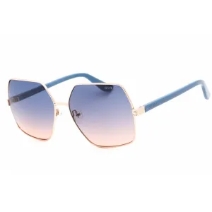 Guess Women's Sunglasses - Shiny Rose Gold/Blue Metal Square Frame | GU7881-H 28W