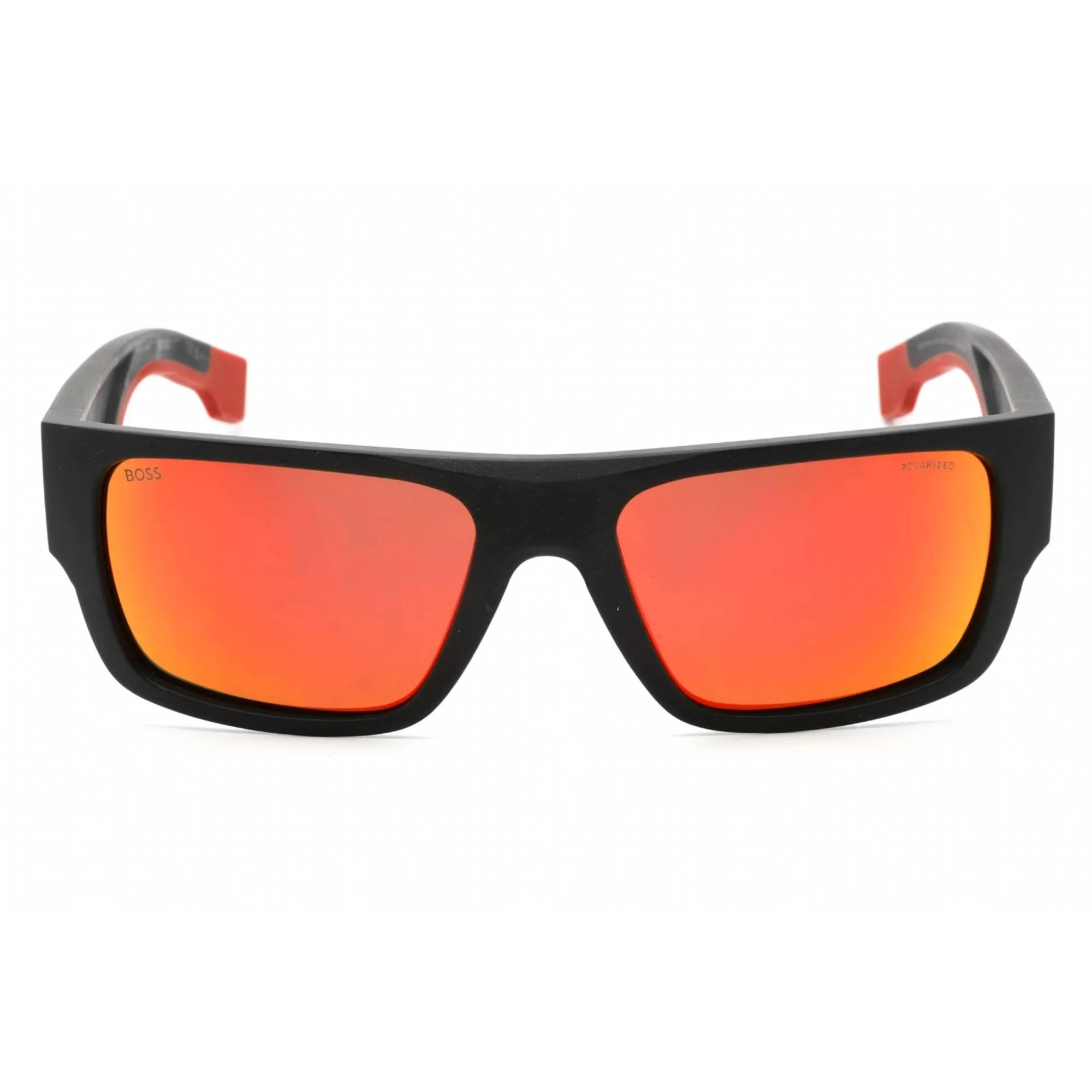 Hugo Boss Men's Sunglasses - Matte Black Red Rectangular Frame | BOSS 1498/S 0BLX 4F
