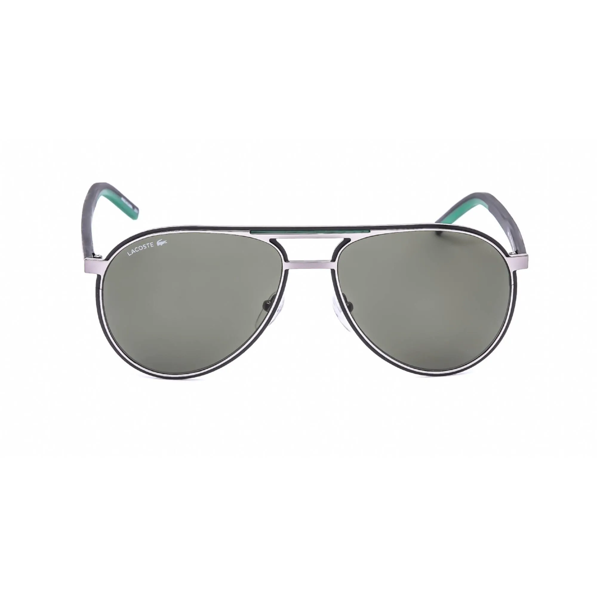 Lacoste Men's Sunglasses - Full Rim Shiny Grey Metal Aviator Shape Frame | L193S 035