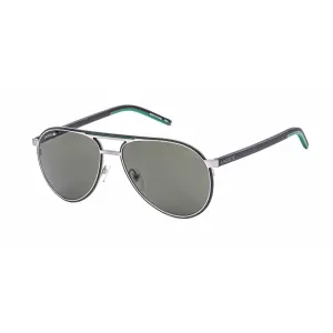 Lacoste Men's Sunglasses - Full Rim Shiny Grey Metal Aviator Shape Frame | L193S 035