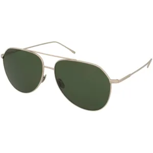 Lacoste Unisex Sunglasses - Shiny Gold Pilot Frame Green Lens | LACOSTE L209S 714