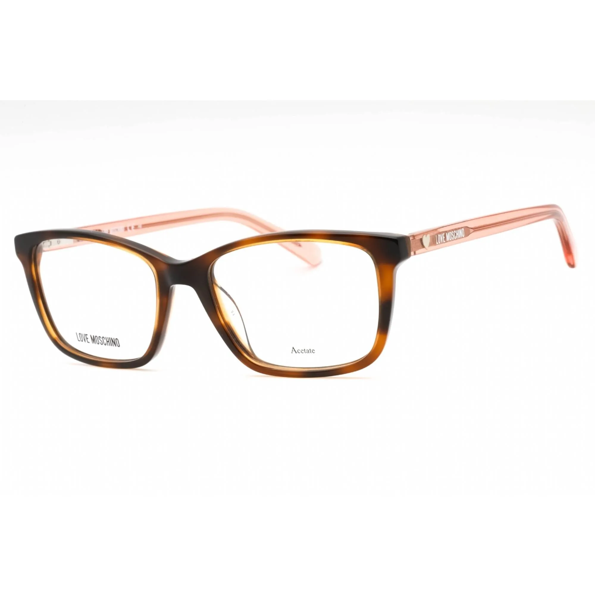 Moschino Love Women's Eyeglasses - Havana Acetate Rectangular Full Rim | MOL566 05L