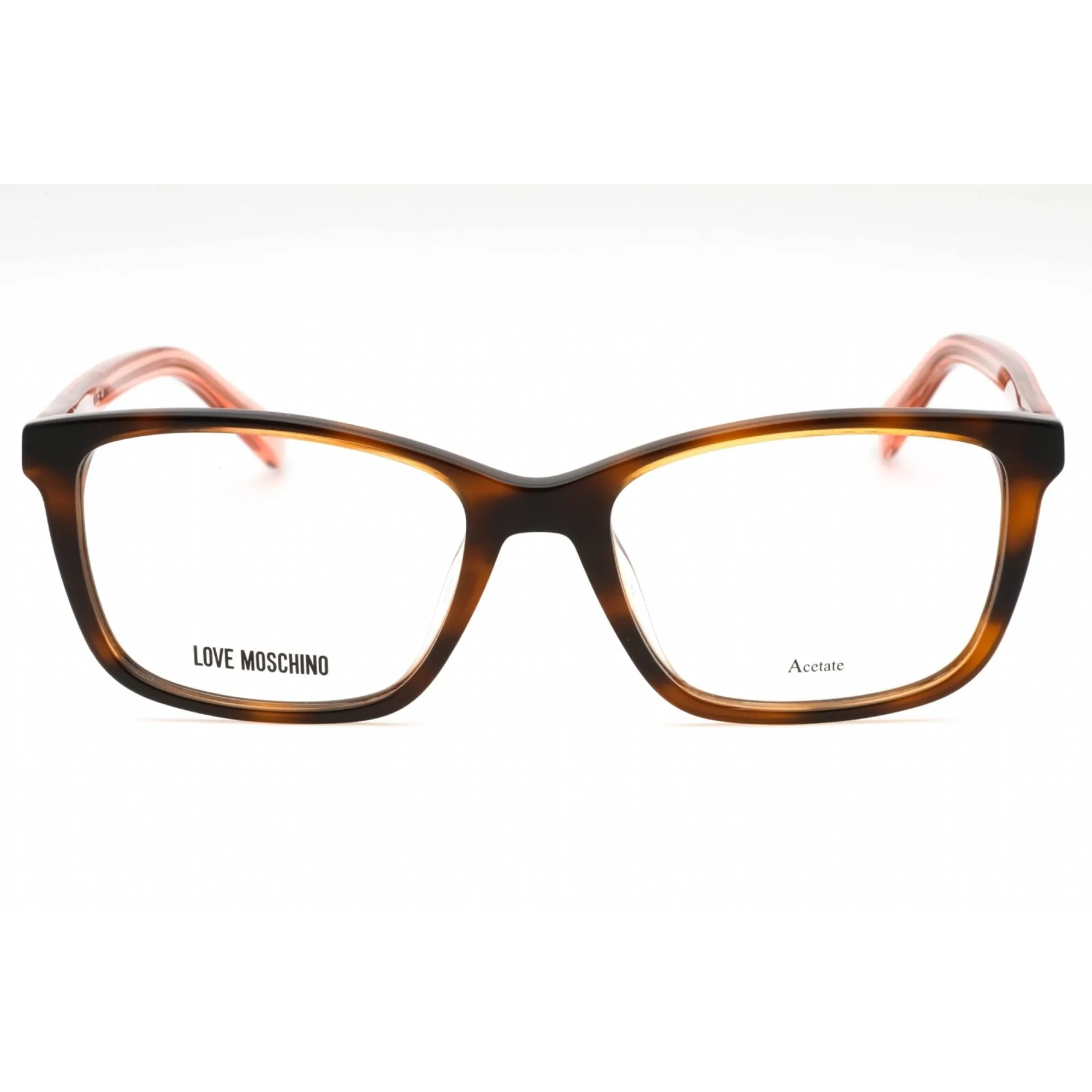 Moschino Love Women's Eyeglasses - Havana Acetate Rectangular Full Rim | MOL566 05L