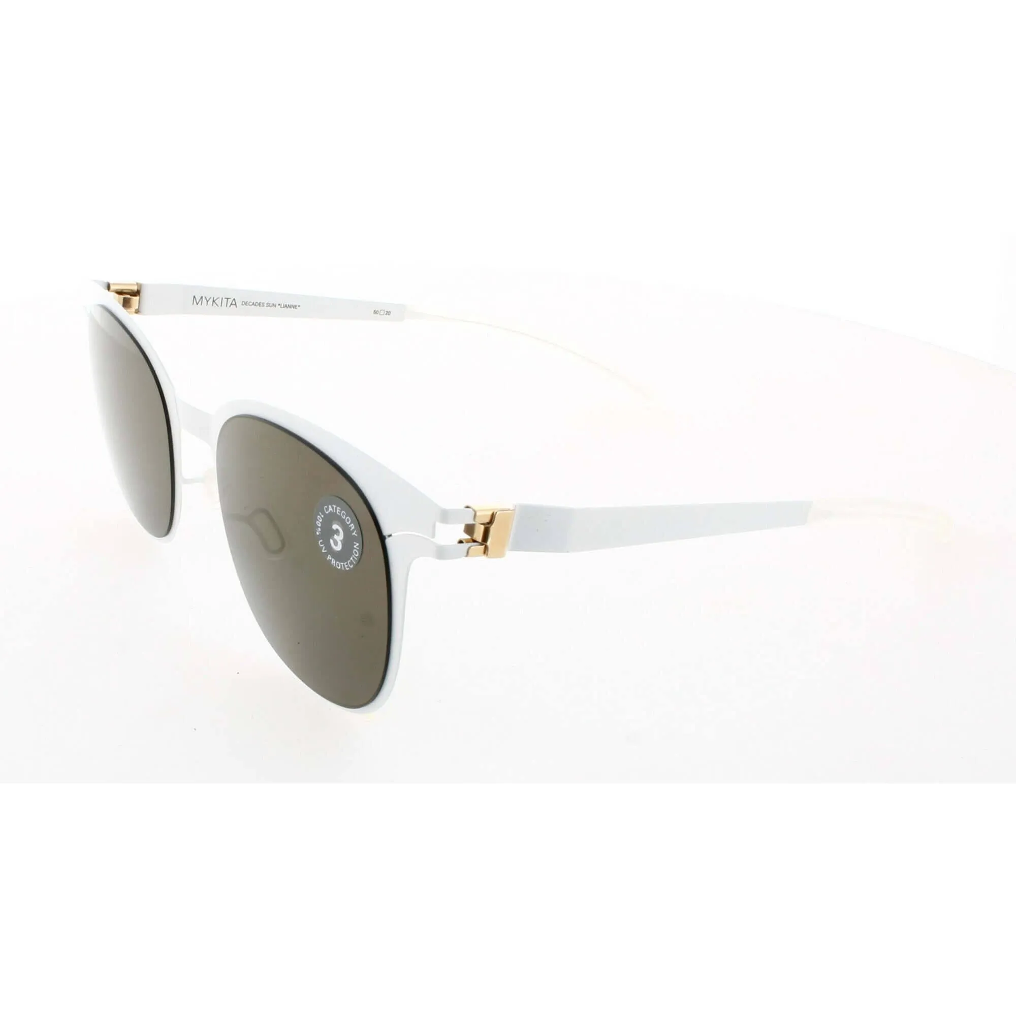 Mykita Unisex Sunglasses - Talc White Grey Full Rim Frame | DECADES-LIANNE-TALC