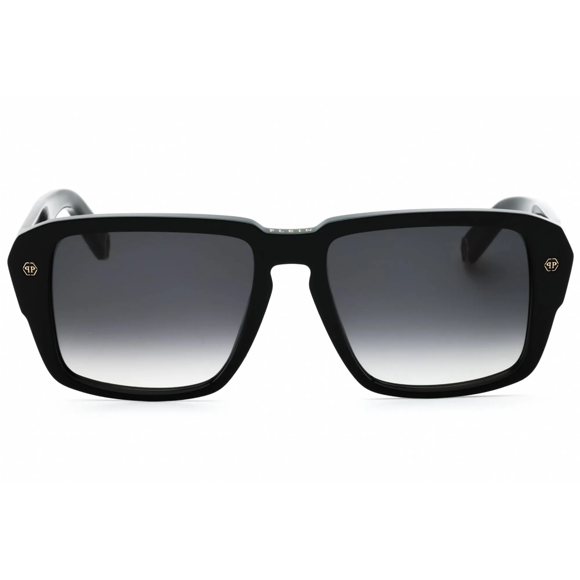 Philipp Plein Men's Sunglasses - Glossy Black Full Rim Square Frame | SPP081 0700
