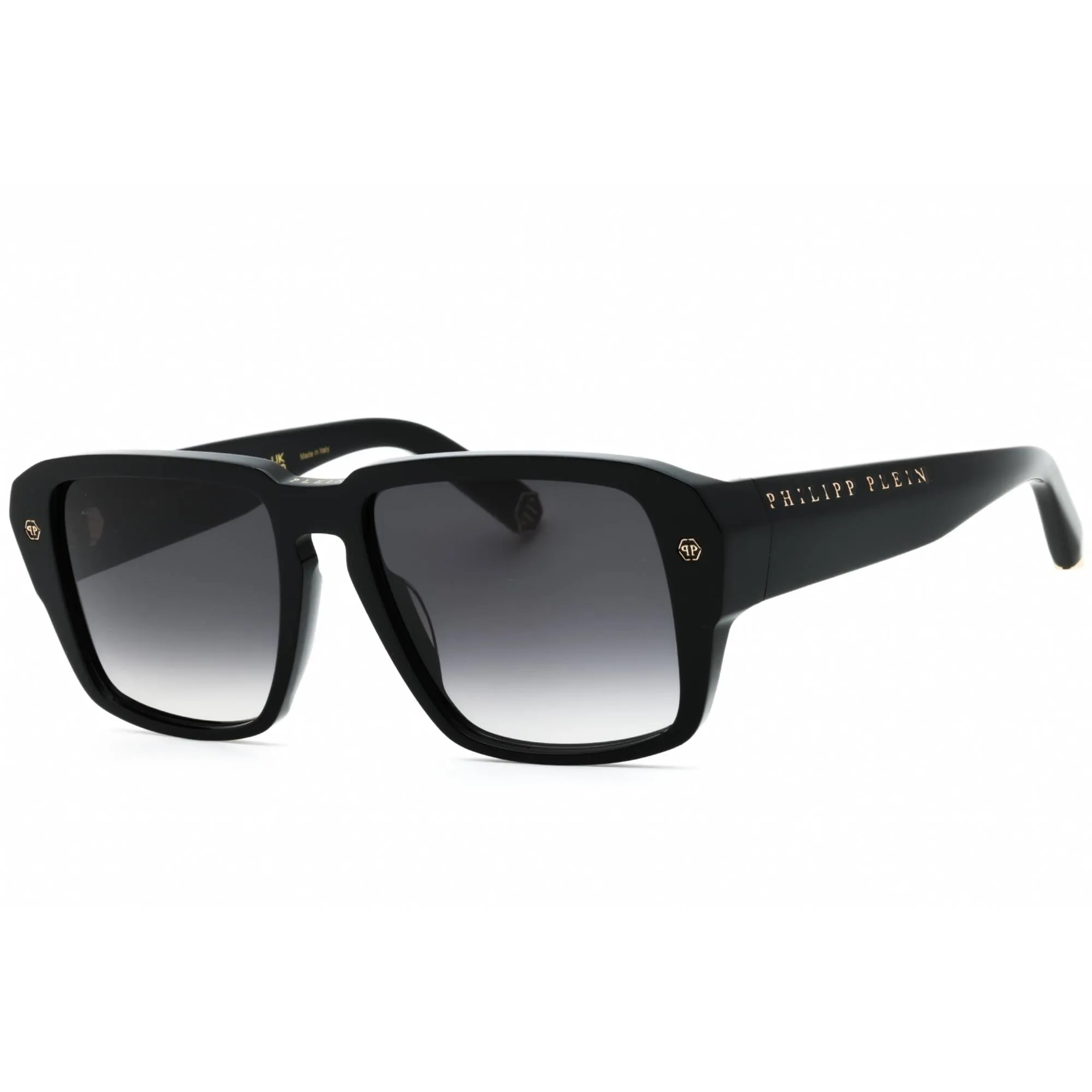 Philipp Plein Men's Sunglasses - Glossy Black Full Rim Square Frame | SPP081 0700