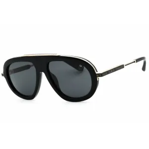 Philipp Plein Men's Sunglasses - Shiny Black/Gold Plastic Aviator Frame | SPP151M 0700
